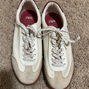 Zara Cream and Tan Casual Sneakers